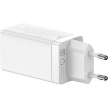 Сетевое зарядное устройство Baseus GaN3 Pro Fast Charger QC4.0+PD3.0 65W USB+2Type-C 3A + кабель Baseus Type-C to Type-C 100W 20V/5A 1м Белый