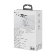 Сетевое зарядное устройство Baseus GaN3 Pro Fast Charger QC4.0+PD3.0 65W USB+2Type-C 3A + кабель Baseus Type-C to Type-C 100W 20V/5A 1м Белый