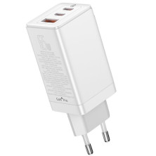 Мережевий зарядний пристрій Baseus GaN3 Pro Fast Charger  QC4.0+PD3.0 65W USB+2Type-C 3A + кабель Baseus Type-C to Type-C 100W 20V/5A 1м Білий