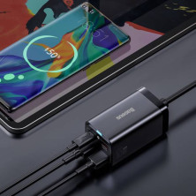 Сетевое зарядное устройство Baseus GaN3 Pro Desktop Fast Charger QC4.0+PD3.0 65W 2USB+2Type-C 3A + кабель Baseus Type-C to Type-C 100W 20V/5A 1м Черный