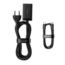 Сетевое зарядное устройство Baseus GaN3 Pro Desktop Fast Charger QC4.0+PD3.0 65W 2USB+2Type-C 3A + кабель Baseus Type-C to Type-C 100W 20V/5A 1м Черный