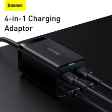 Сетевое зарядное устройство Baseus GaN3 Pro Desktop Fast Charger QC4.0+PD3.0 65W 2USB+2Type-C 3A + кабель Baseus Type-C to Type-C 100W 20V/5A 1м Черный