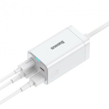 Мережевий зарядний пристрій Baseus GaN3 Pro Desktop Fast Charger QC4.0+PD3.0 65W 2USB+2Type-C 3A + кабель Baseus Type-C to Type-C 100W 20V/5A 1м Білий