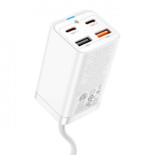 Мережевий зарядний пристрій Baseus GaN3 Pro Desktop Fast Charger QC4.0+PD3.0 65W 2USB+2Type-C 3A + кабель Baseus Type-C to Type-C 100W 20V/5A 1м Білий
