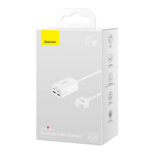 Мережевий зарядний пристрій Baseus GaN3 Pro Desktop Fast Charger QC4.0+PD3.0 65W 2USB+2Type-C 3A + кабель Baseus Type-C to Type-C 100W 20V/5A 1м Білий