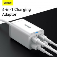 Мережевий зарядний пристрій Baseus GaN3 Pro Desktop Fast Charger QC4.0+PD3.0 65W 2USB+2Type-C 3A + кабель Baseus Type-C to Type-C 100W 20V/5A 1м Білий