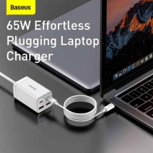 Мережевий зарядний пристрій Baseus GaN3 Pro Desktop Fast Charger QC4.0+PD3.0 65W 2USB+2Type-C 3A + кабель Baseus Type-C to Type-C 100W 20V/5A 1м Білий