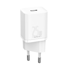 Сетевое зарядное устройство Baseus Super Si Quick Charger 1C QC3.0+PD3.0 25W Type-C 3A + кабель Baseus Type-C to Type-C 3A 1м Белый