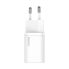 Сетевое зарядное устройство Baseus Super Si Quick Charger 1C QC3.0+PD3.0 25W Type-C 3A + кабель Baseus Type-C to Type-C 3A 1м Белый