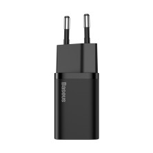 Мережевий зарядний пристрій Baseus Super Si Quick Charger 1C QC3.0+PD3.0 25W Type-C 3A + кабель Baseus Type-C to Type-C 3A 1м Чорний