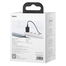 Мережевий зарядний пристрій Baseus Super Si Quick Charger 1C QC3.0+PD3.0 25W Type-C 3A + кабель Baseus Type-C to Type-C 3A 1м Чорний