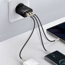 Сетевое зарядное устройство Baseus Compact Quick Charger QC3.0+PD3.0 30W 2USB+Type-C 3A Черный