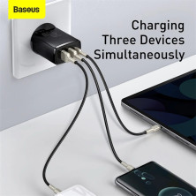 Сетевое зарядное устройство Baseus Compact Quick Charger QC3.0+PD3.0 30W 2USB+Type-C 3A Черный