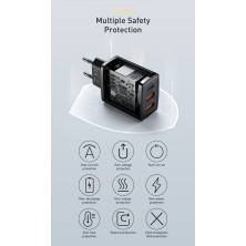 Сетевое зарядное устройство Baseus Compact Quick Charger QC3.0+PD3.0 30W 2USB+Type-C 3A Черный