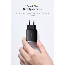 Сетевое зарядное устройство Baseus Compact Quick Charger QC3.0+PD3.0 30W 2USB+Type-C 3A Черный