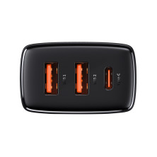 Сетевое зарядное устройство Baseus Compact Quick Charger QC3.0+PD3.0 30W 2USB+Type-C 3A Черный