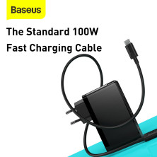 Мережевий зарядний пристрій Baseus GaN Mini Quick Charger QC4.0+PD3.0 120W USB+2Type-C 5A + кабель Baseus Type-C to Type-C 100W 20V/5A 1м Чорний