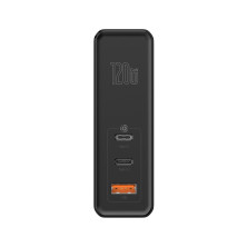 Мережевий зарядний пристрій Baseus GaN Mini Quick Charger QC4.0+PD3.0 120W USB+2Type-C 5A + кабель Baseus Type-C to Type-C 100W 20V/5A 1м Чорний
