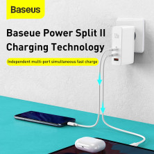 Сетевое зарядное устройство Baseus GaN Mini Quick Charger QC4.0+PD3.0 120W USB+2Type-C 5A + кабель Baseus Type-C to Type-C 100W 20V/5A 1м Белый