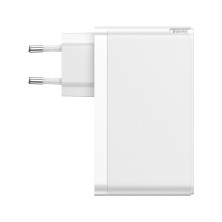 Сетевое зарядное устройство Baseus GaN Mini Quick Charger QC4.0+PD3.0 120W USB+2Type-C 5A + кабель Baseus Type-C to Type-C 100W 20V/5A 1м Белый