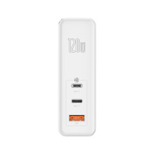 Сетевое зарядное устройство Baseus GaN Mini Quick Charger QC4.0+PD3.0 120W USB+2Type-C 5A + кабель Baseus Type-C to Type-C 100W 20V/5A 1м Белый