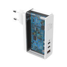 Сетевое зарядное устройство Baseus GaN Mini Quick Charger QC4.0+PD3.0 120W USB+2Type-C 5A + кабель Baseus Type-C to Type-C 100W 20V/5A 1м Белый