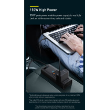 Автомобильный инвертор Baseus Power Inverter 150W (220V CN/EU) 2Розетки+USB+Type-C 5A с технологией QC3.0+PD3.0 Черный