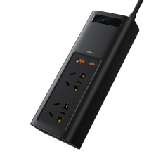 Автомобильный инвертор Baseus Power Inverter 150W (220V CN/EU) 2Розетки+USB+Type-C 5A с технологией QC3.0+PD3.0 Черный
