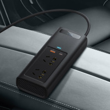 Автомобильный инвертор Baseus Power Inverter 150W (220V CN/EU) 2Розетки+USB+Type-C 5A с технологией QC3.0+PD3.0 Черный