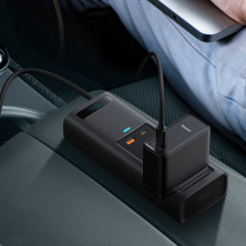 Автомобильный инвертор Baseus Power Inverter 150W (220V CN/EU) 2Розетки+USB+Type-C 5A с технологией QC3.0+PD3.0 Черный