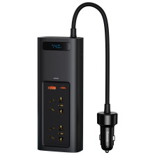 Автомобільний інвертор Baseus Power Inverter 150W (220V CN/EU) 2Розетки+USB+Type-C 5A з технологією QC3.0+PD3.0 Чорний