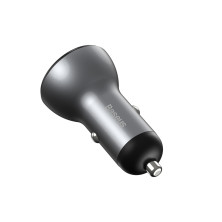 Автомобільний зарядний пристрій Baseus Digital Display Dual SCP QC 3.0 45W 2USB 5A Сріблястий
