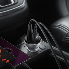 Автомобільний зарядний пристрій Baseus Digital Display Dual SCP QC 3.0 45W 2USB 5A Сріблястий