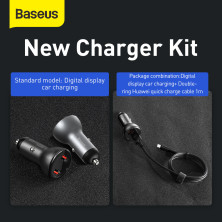 Автомобильное зарядное устройство Baseus Digital Display Dual SCP QC 3.0 45W 2USB 5A Черный
