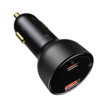 Автомобільний зарядний пристрій Baseus Superme Digital Display QC 4.0+PD3.0 PPS 100W USB + Type-C 5A + Кабель Type-C to Type-C 100W 20V/5A 1м Чорний