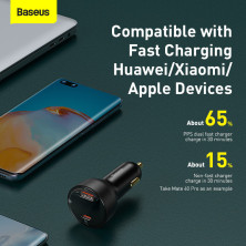 Автомобільний зарядний пристрій Baseus Superme Digital Display QC 4.0+PD3.0 PPS 100W USB + Type-C 5A + Кабель Type-C to Type-C 100W 20V/5A 1м Чорний