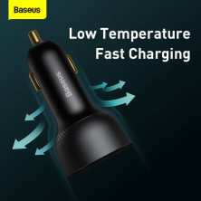 Автомобільний зарядний пристрій Baseus Superme Digital Display QC 4.0+PD3.0 PPS 100W USB + Type-C 5A + Кабель Type-C to Type-C 100W 20V/5A 1м Чорний