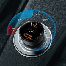 Автомобільний зарядний пристрій Baseus Superme Digital Display QC 4.0+PD3.0 PPS 100W USB + Type-C 5A + Кабель Type-C to Type-C 100W 20V/5A 1м Чорний