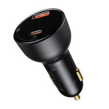 Автомобільний зарядний пристрій Baseus Superme Digital Display QC 4.0+PD3.0 PPS 100W USB + Type-C 5A + Кабель Type-C to Type-C 100W 20V/5A 1м Чорний