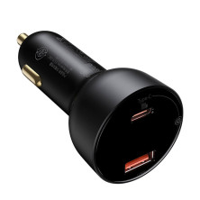 Автомобільний зарядний пристрій Baseus Superme Digital Display QC 4.0+PD3.0 PPS 100W USB + Type-C 5A + Кабель Type-C to Type-C 100W 20V/5A 1м Чорний