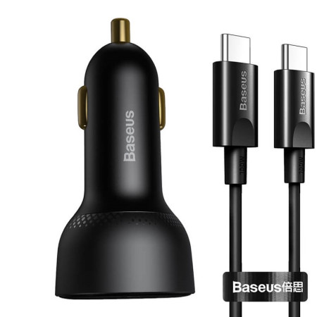 Автомобільний зарядний пристрій Baseus Superme Digital Display QC 4.0+PD3.0 PPS 100W USB + Type-C 5A + Кабель Type-C to Type-C 100W 20V/5A 1м Чорний