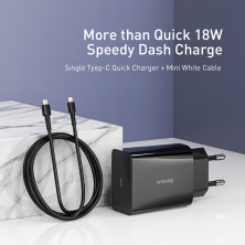 Сетевое зарядное устройство Baseus Quick Charger Mini PD3.0 18W Type-C 3A + Кабель 18W Type-C to Lightning 1м Черный