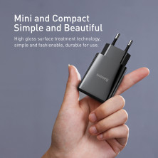 Сетевое зарядное устройство Baseus Quick Charger Mini PD3.0 18W Type-C 3A + Кабель 18W Type-C to Lightning 1м Черный