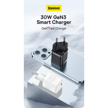 Сетевое зарядное устройство Baseus GaN3 Fast Charger 1C PD3.0 30W Type-C 3A Черный