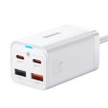 Сетевое зарядное устройство Baseus GaN3 Pro Desktop Fast Charger CN QC4.0+PD3.0 65W 2USB+2Type-C 3A + кабель Baseus Type-C to Type-C 100W 20V/5A 1м Белый