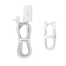 Сетевое зарядное устройство Baseus GaN3 Pro Desktop Fast Charger CN QC4.0+PD3.0 65W 2USB+2Type-C 3A + кабель Baseus Type-C to Type-C 100W 20V/5A 1м Белый
