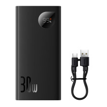УМБ Baseus Adaman2 Digital Display 10000mAh 30W 5A с технологией QC3.0+PD3.0 2USB+Type-C + Кабель USB to Type-C Черный