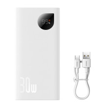 УМБ Baseus Adaman2 Digital Display 10000mAh 30W 5A з технологією QC3.0+PD3.0 2USB+Type-C + Кабель USB to Type-C Білий