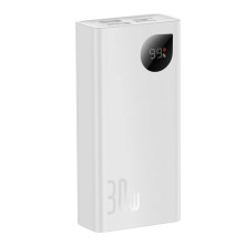 УМБ Baseus Adaman2 Digital Display 10000mAh 30W 5A з технологією QC3.0+PD3.0 2USB+Type-C + Кабель USB to Type-C Білий
