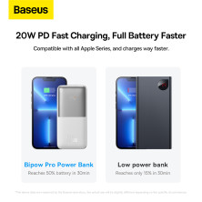 УМБ Baseus Bipow Pro Digital Display 10000mAh 22.5W 5A з технологією QC3.0+PD3.0 2USB+Type-C + Кабель USB to Type-C Білий